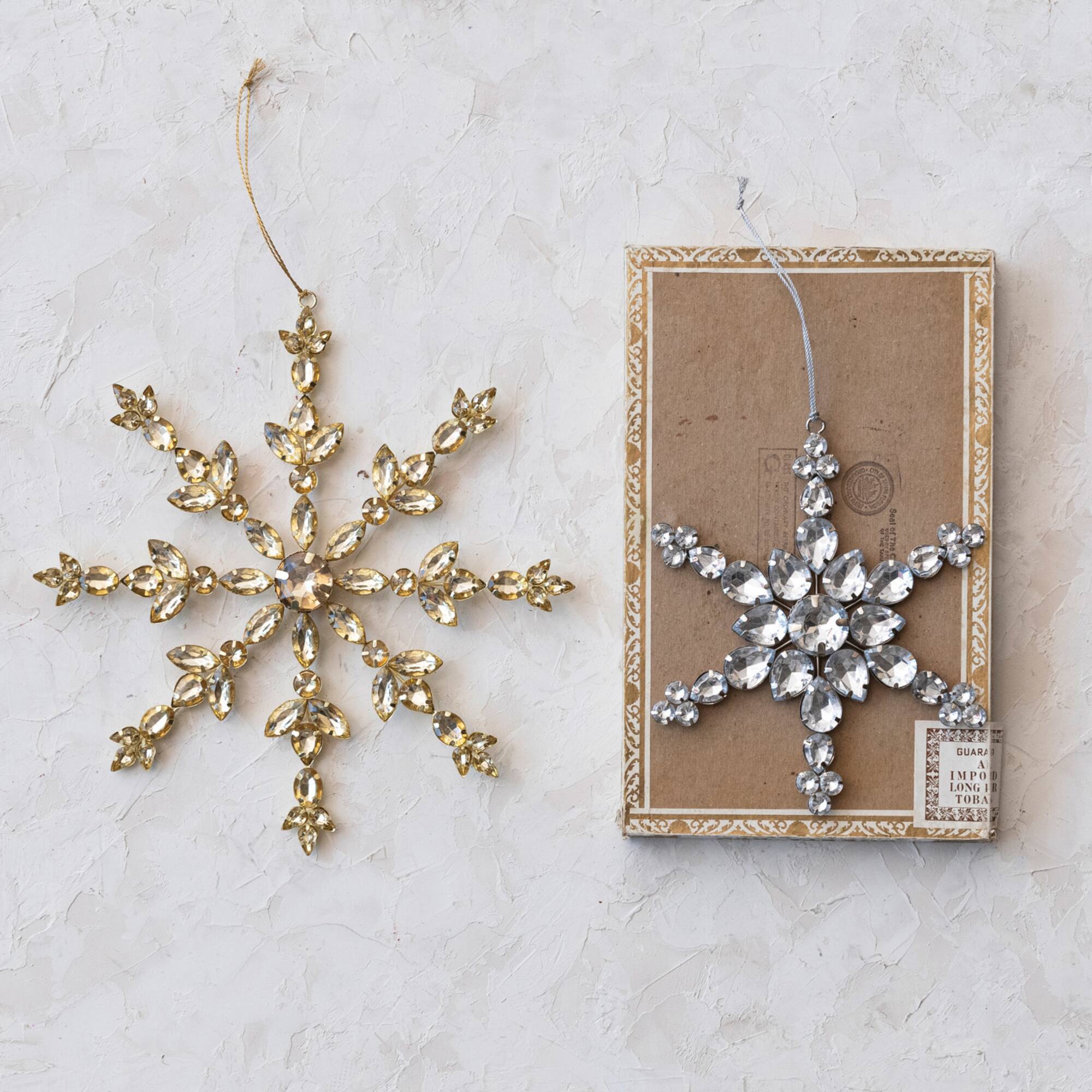 Hello Honey® 10" Gold Handmade Acrylic Jewel & Metal Snowflake Ornament